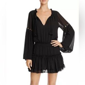 Misa Los Angeles Black grommet LS Mini Dress